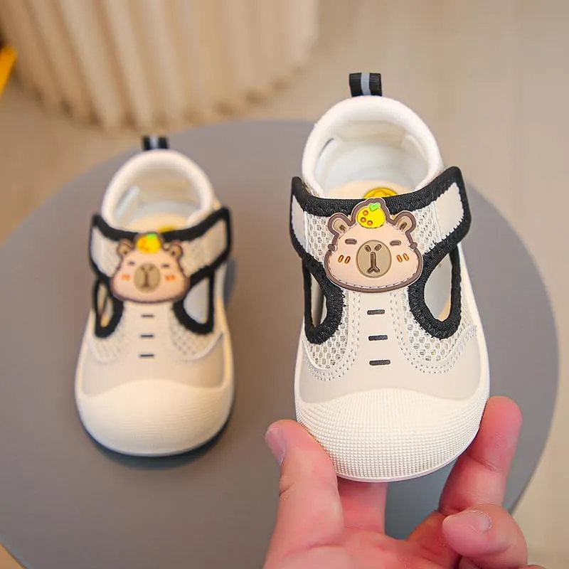 Girls Boys Sandals for Toddler Kids, Lightweight Summer Outdoor Play Shoes, Non-Slip Sole for WalkingBaby Mesh Sandals with Bear Design, Breathable Walking Shoes