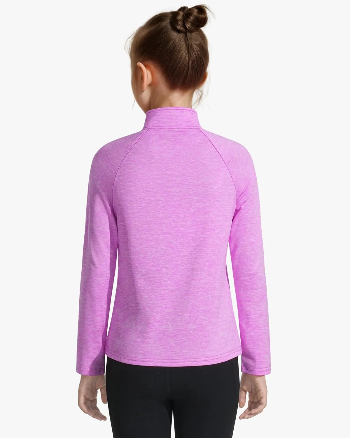 Girls Long Sleeve Shirts Quick Dry Athletic Tops Quarter Zip Pullover Kids Teens Sportswear for Golf Yoga Tennis 5-14 Years