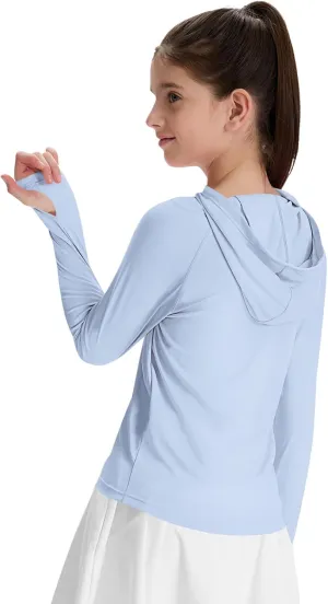 Girl's Rash Guard Swim Shirts Sun Shirt Hoodie UV Protection Long Sleeve Tops Quick Dry Lightweight UPF 50 