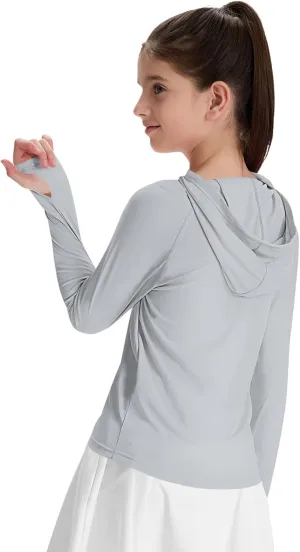 Girl's Rash Guard Swim Shirts Sun Shirt Hoodie UV Protection Long Sleeve Tops Quick Dry Lightweight UPF 50 