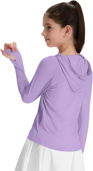 Girl's Rash Guard Swim Shirts Sun Shirt Hoodie UV Protection Long Sleeve Tops Quick Dry Lightweight UPF 50 