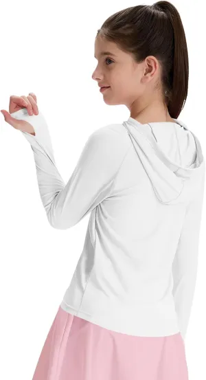 Girl's Rash Guard Swim Shirts Sun Shirt Hoodie UV Protection Long Sleeve Tops Quick Dry Lightweight UPF 50 
