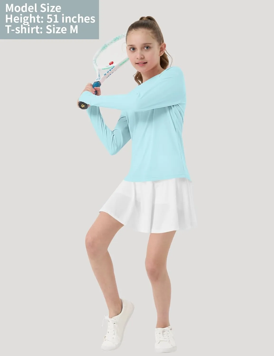 Girl's Rash Guard Swim Shirts Sun Shirt Hoodie UV Protection Long Sleeve Tops Quick Dry Lightweight UPF 50 