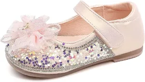 Girls Sparkly Sandals with Strap Flat Sole Comfortable Casual Shoes for Toddler Kids Age 2-7 Year Outdoor Play