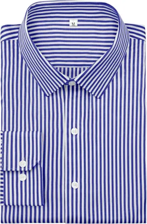Grade 4 Wrinkle-Resistant Long Sleeve Striped Button-Down Shirt for Men Mens Dress Shirts