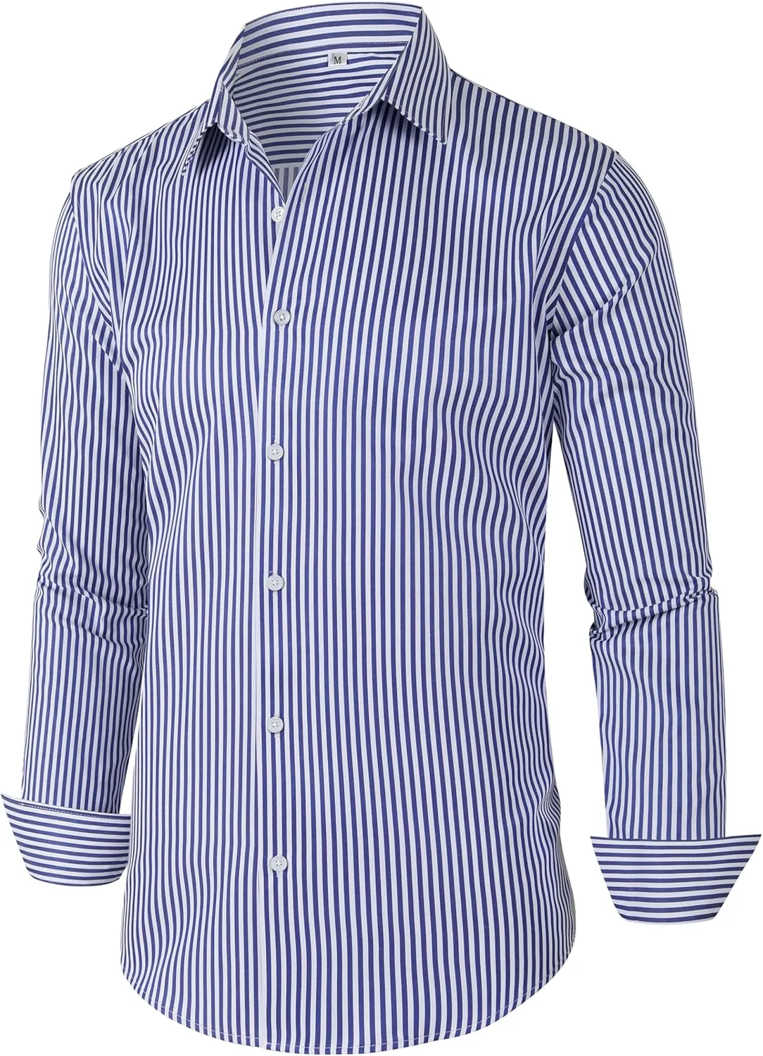 Grade 4 Wrinkle-Resistant Long Sleeve Striped Button-Down Shirt for Men Mens Dress Shirts
