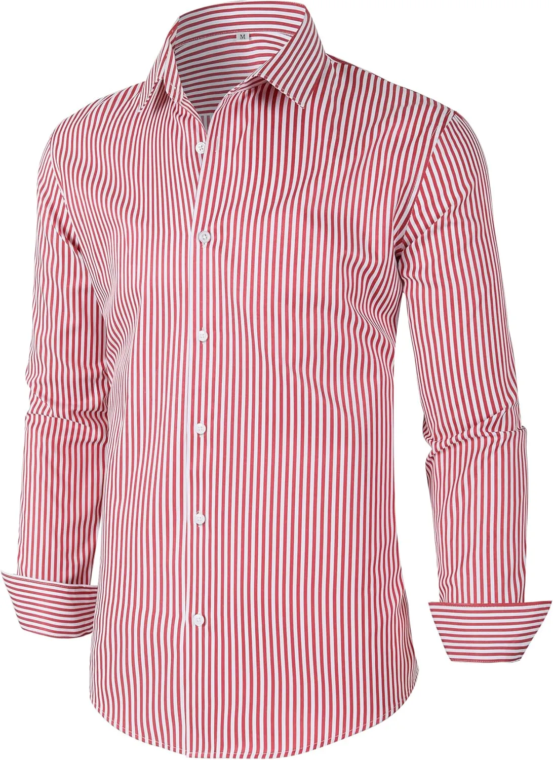 Grade 4 Wrinkle-Resistant Long Sleeve Striped Button-Down Shirt for Men Mens Dress Shirts