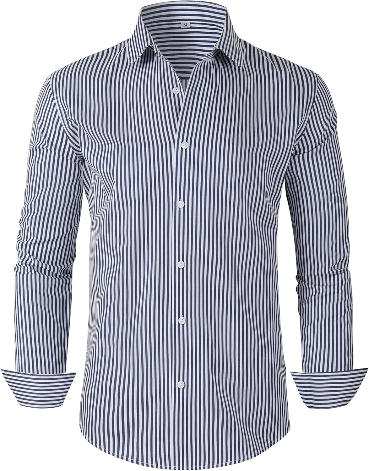 Grade 4 Wrinkle-Resistant Long Sleeve Striped Button-Down Shirt for Men Mens Dress Shirts