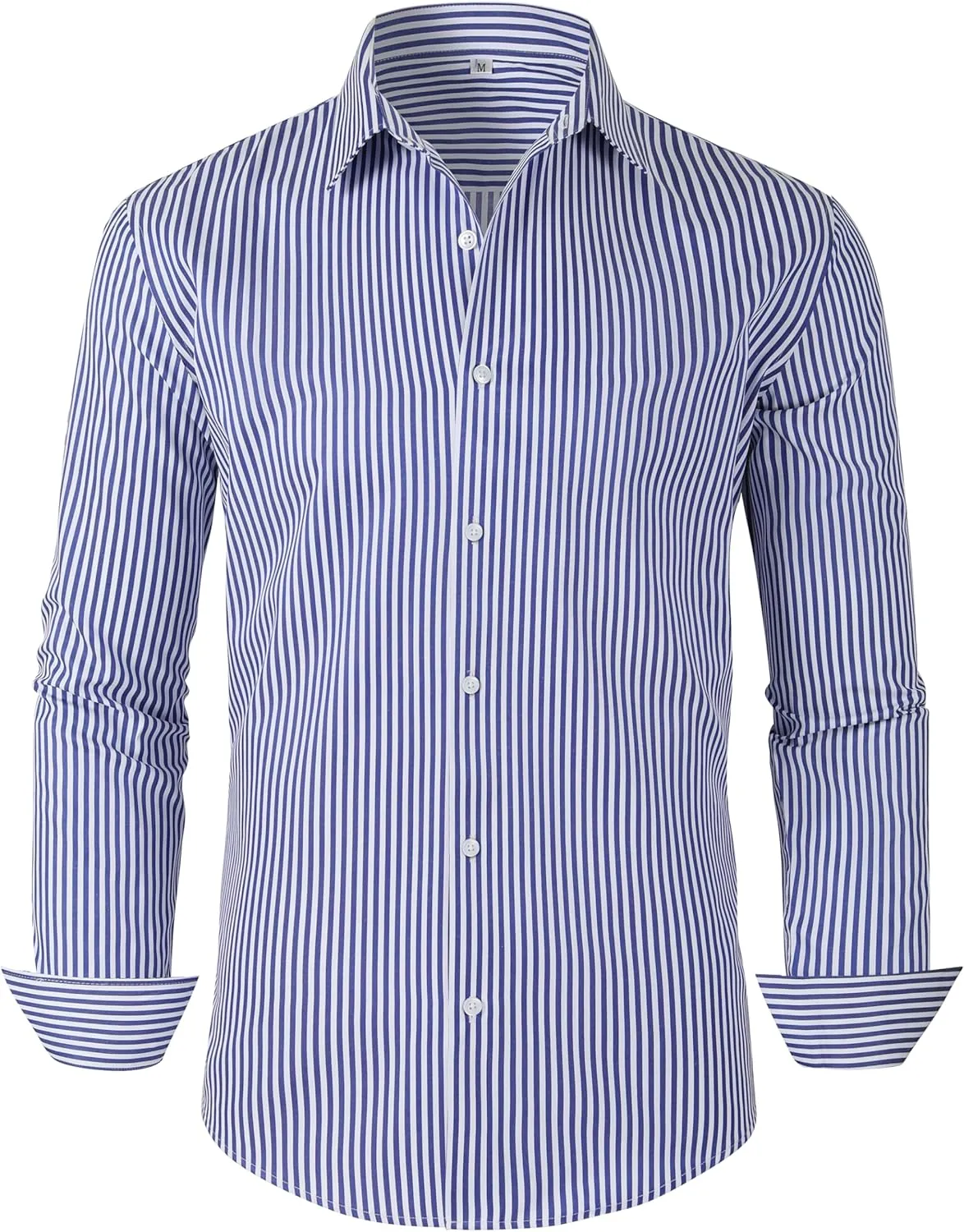 Grade 4 Wrinkle-Resistant Long Sleeve Striped Button-Down Shirt for Men Mens Dress Shirts