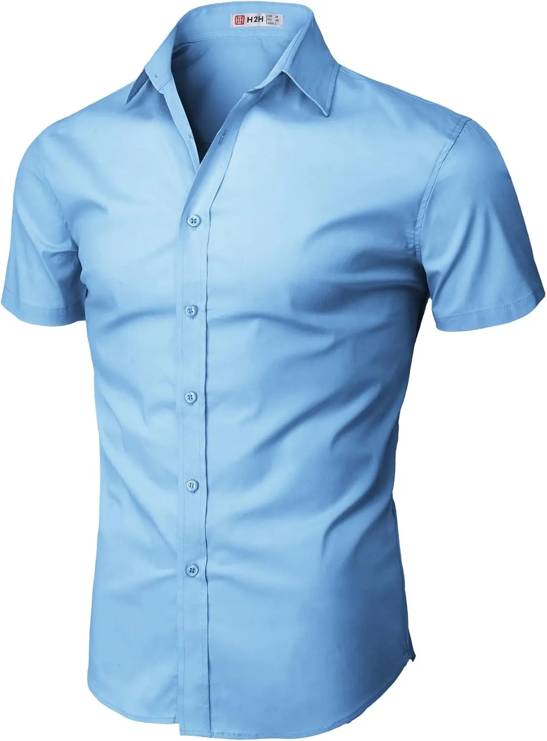 H2H Mens Slim Fit Short Sleeve Botton Down Shirts Casual Business Uniform