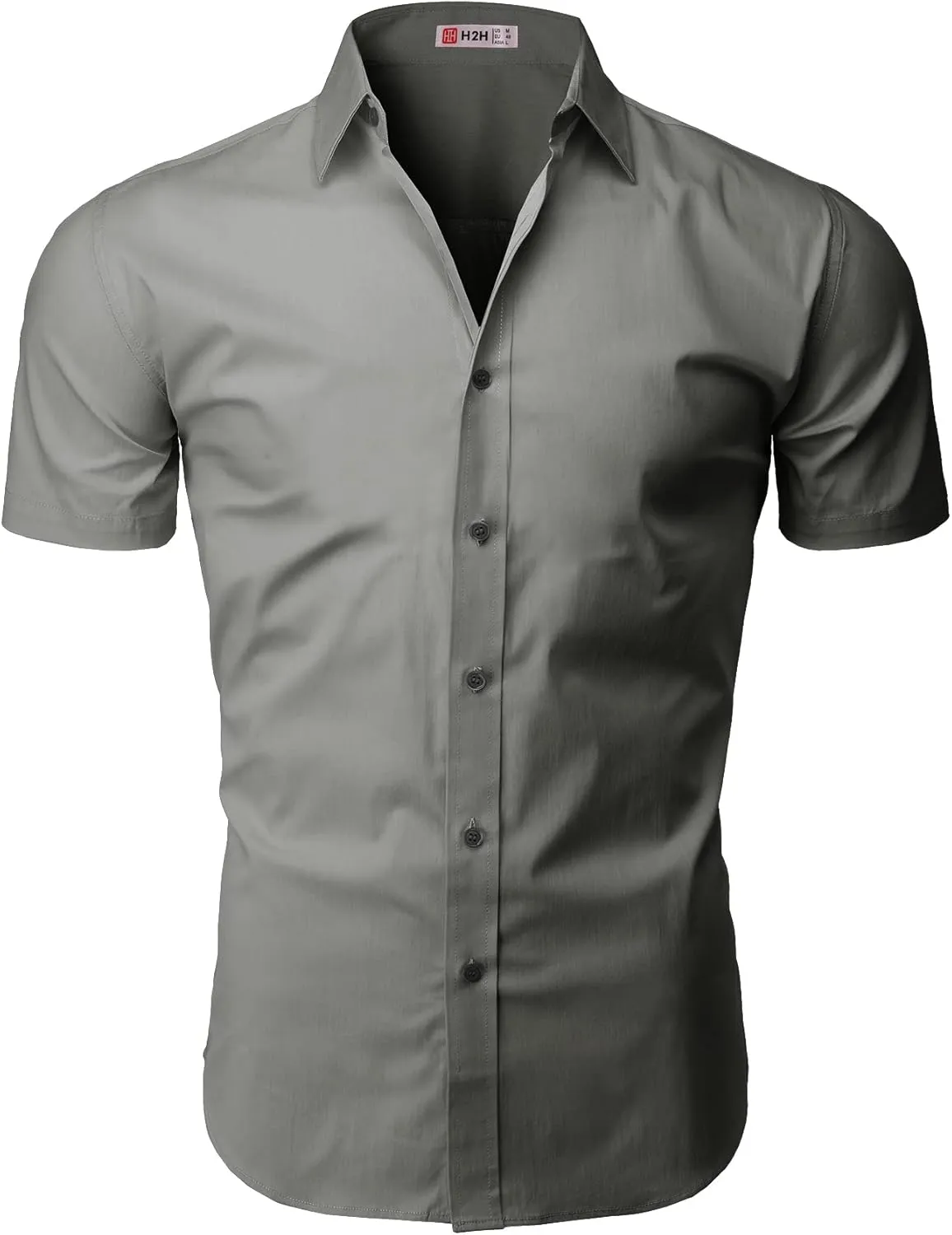 H2H Mens Slim Fit Short Sleeve Botton Down Shirts Casual Business Uniform