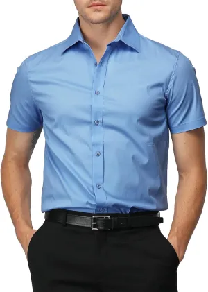 H2H Mens Slim Fit Short Sleeve Botton Down Shirts Casual Business Uniform