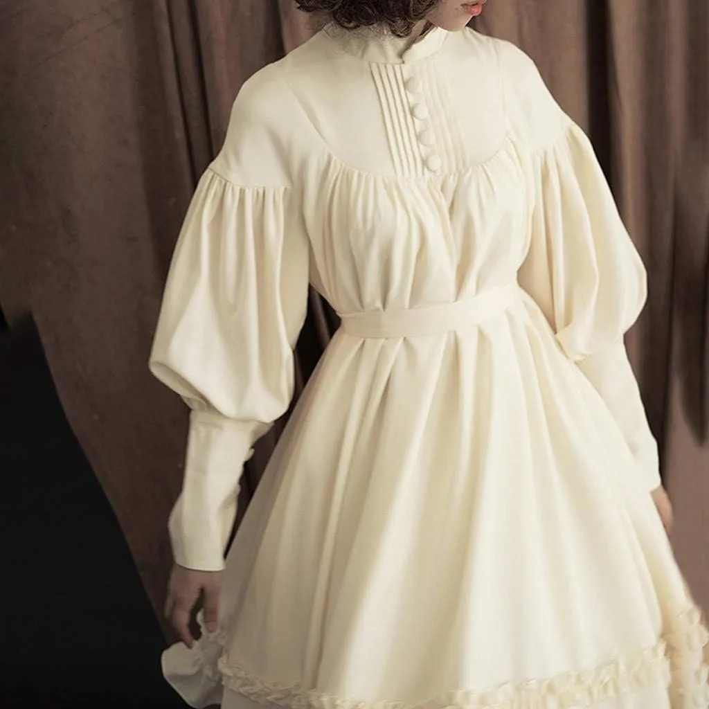 Halloween Lolita Dress for Women Long Sleeve Dresses Plus Size Renaissance Prom Dress Ruffle Swing Dress