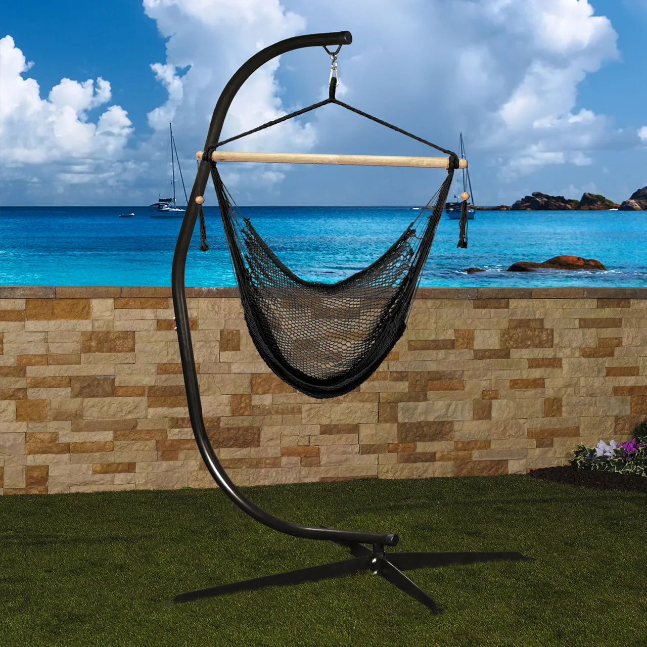 Hammock Chair Stand w/ Hanging Hook | 84-in. | Fits Hammock Chairs & Rope Swing Chairs | 350 Lb. Capacity