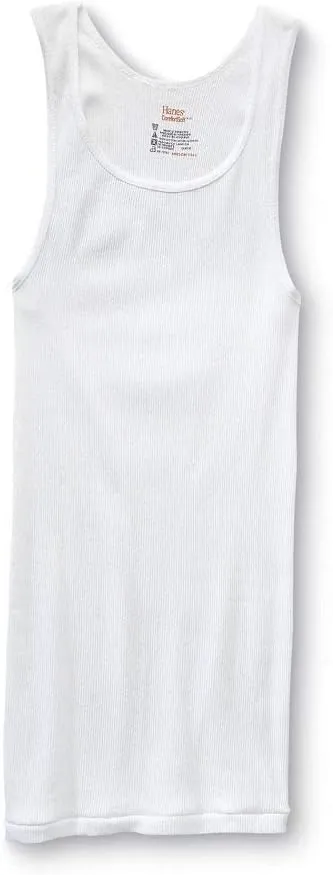 Hanes Best Tagless Ring Spun Cotton Tank Tagless A-Shirts 6-Pack