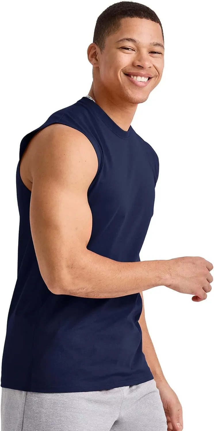 Hanes Men's Essentials Midweight T Pack, Cotton Muscle Tank Shirts, 3-Pack