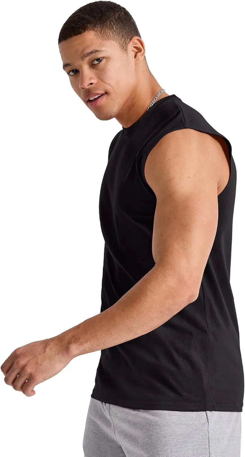 Hanes Men's Essentials Midweight T Pack, Cotton Muscle Tank Shirts, 3-Pack