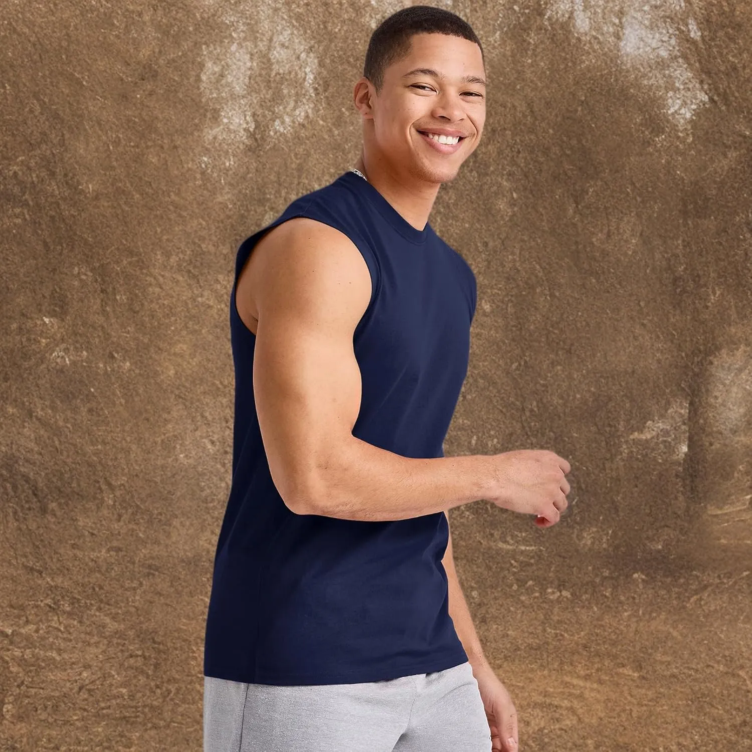 Hanes Men's Essentials Midweight T Pack, Cotton Muscle Tank Shirts, 3-Pack