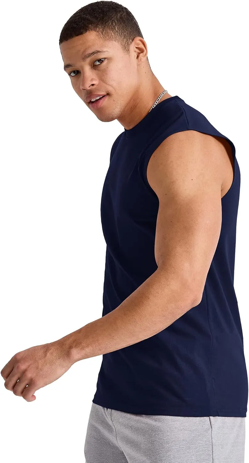 Hanes Men's Essentials Midweight T Pack, Cotton Muscle Tank Shirts, 3-Pack