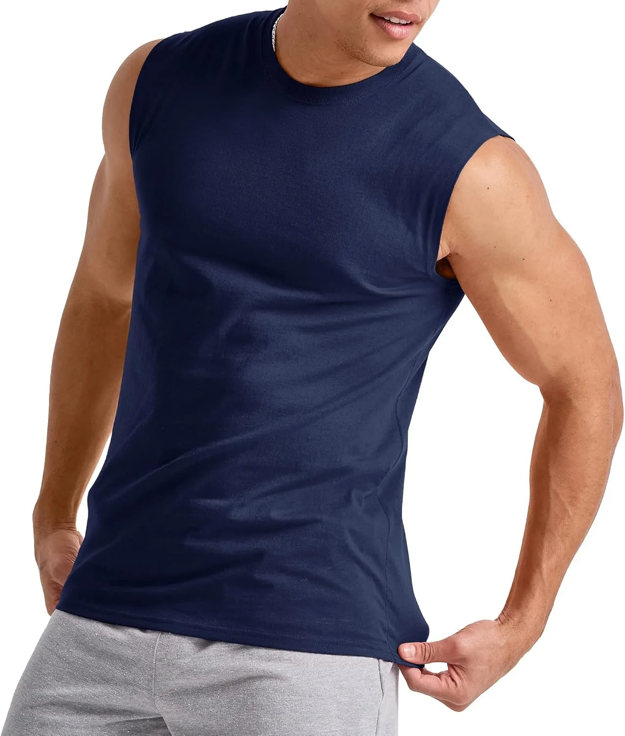 Hanes Men's Essentials Midweight T Pack, Cotton Muscle Tank Shirts, 3-Pack