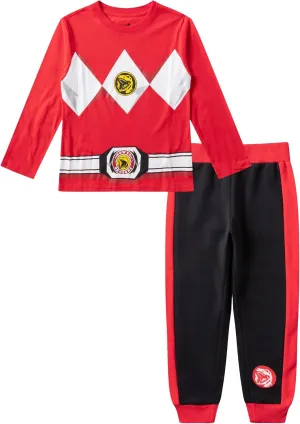 Hasbro Power Rangers Boys 2 Piece Long Sleeve Shirt and Pants Set for Big Kids