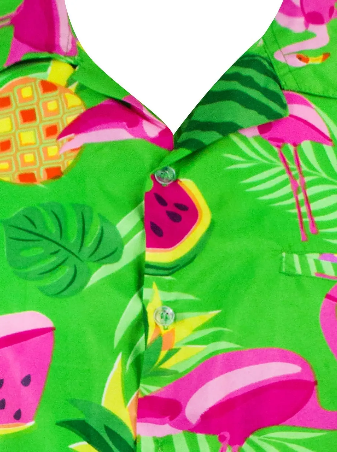 Hawaiian Shirt for Men Fruit-Desing Flamingos Regular-Shirts Short-Sleeve Button-Down Vacation