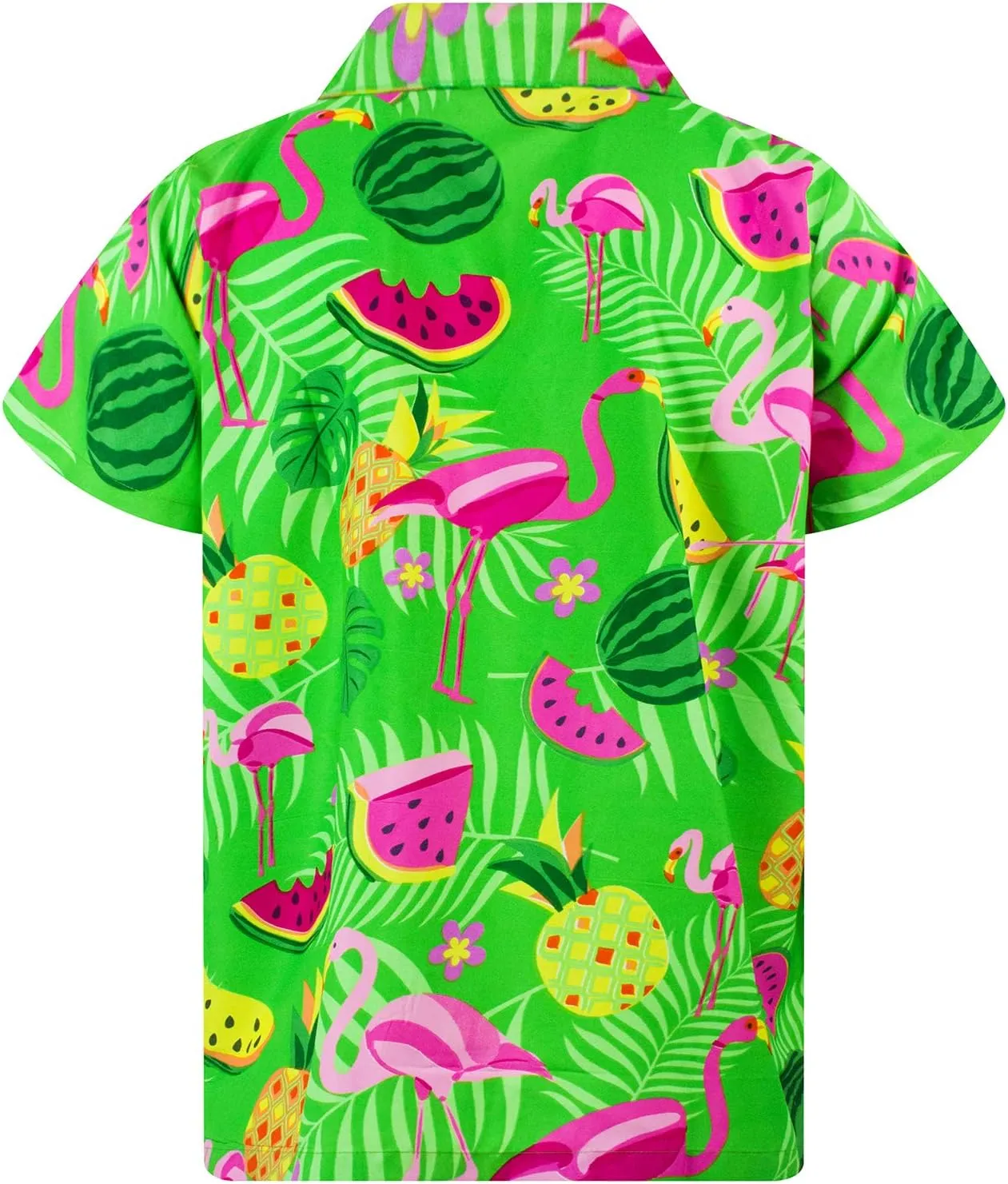 Hawaiian Shirt for Men Fruit-Desing Flamingos Regular-Shirts Short-Sleeve Button-Down Vacation