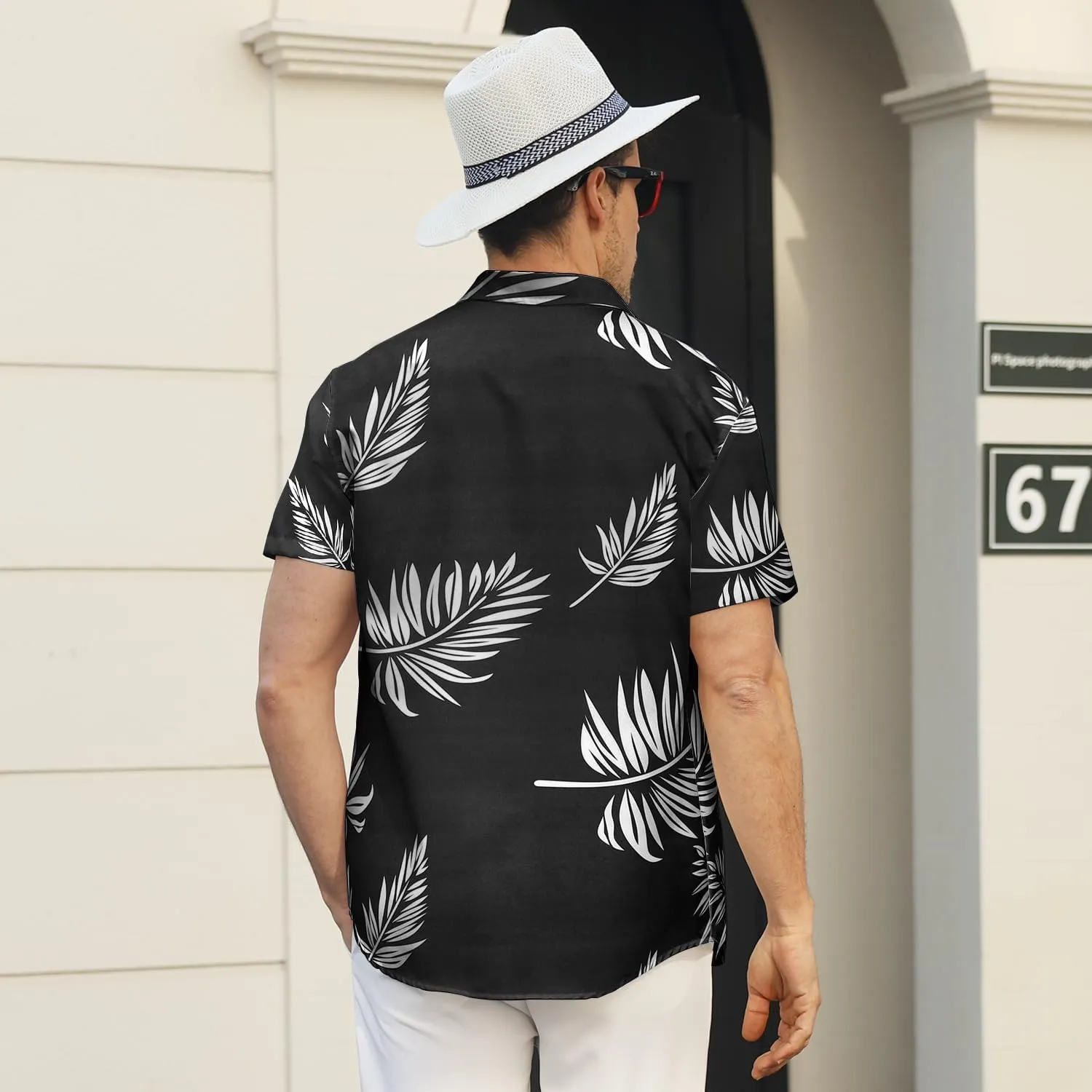 Hawaiian Shirt for Men Sleeves Printed Casual Button Down Summer Beach Dress Shirts