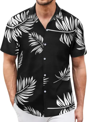 Hawaiian Shirt for Men Sleeves Printed Casual Button Down Summer Beach Dress Shirts