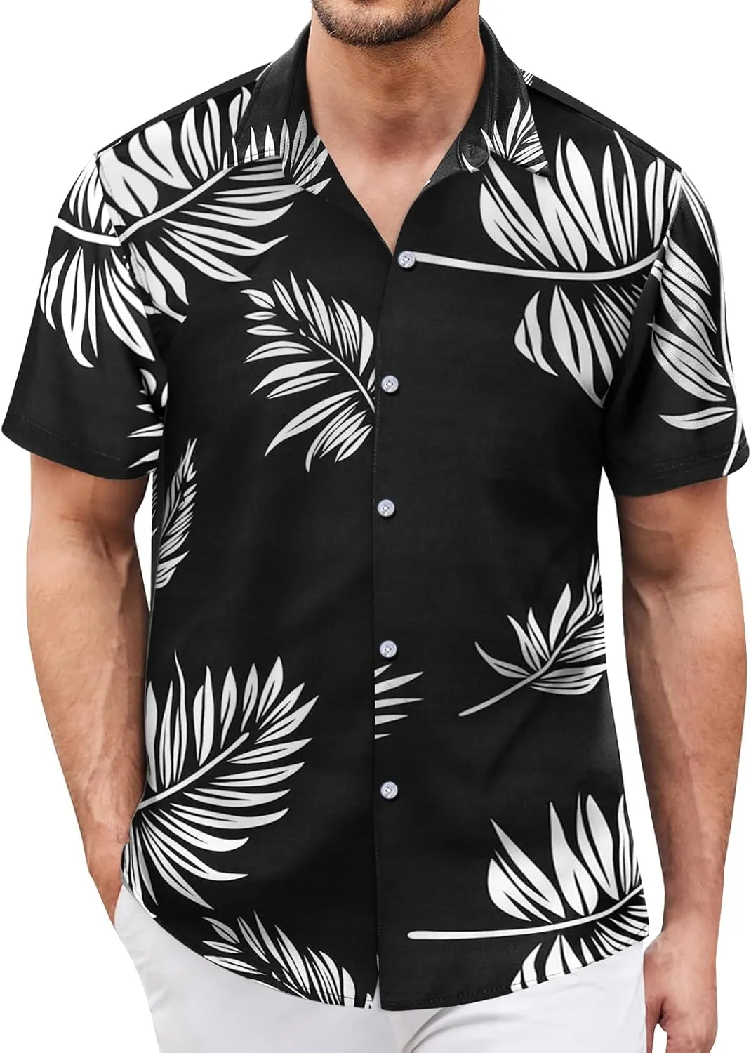 Hawaiian Shirt for Men Sleeves Printed Casual Button Down Summer Beach Dress Shirts