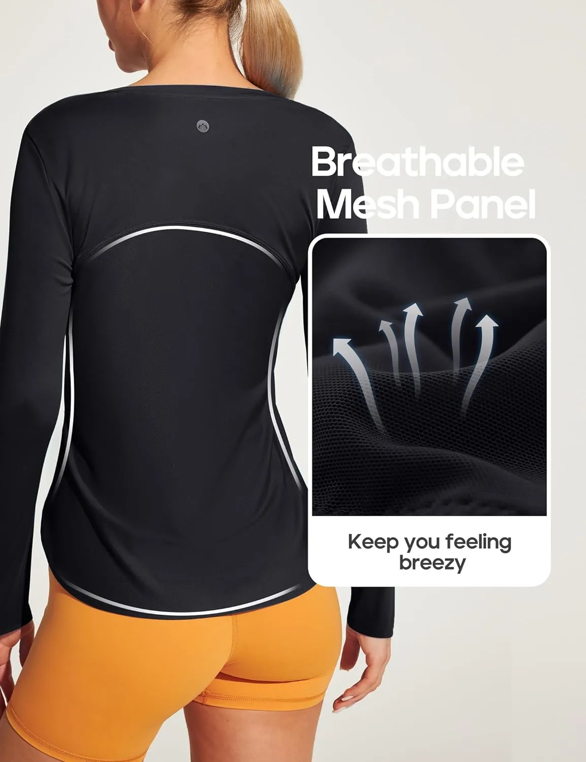 Heathyoga Long Sleeve Workout Tops for Women Sun Shirt UPF 50  SPF UV Protection Hiking Swim Shirts for Woman Rash Guard