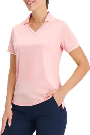 Hiverlay Women's Polo Golf Shirts Quick Dry UPF 50  V-Neck with Collar Lightweight Tennis Workout Tank Tops