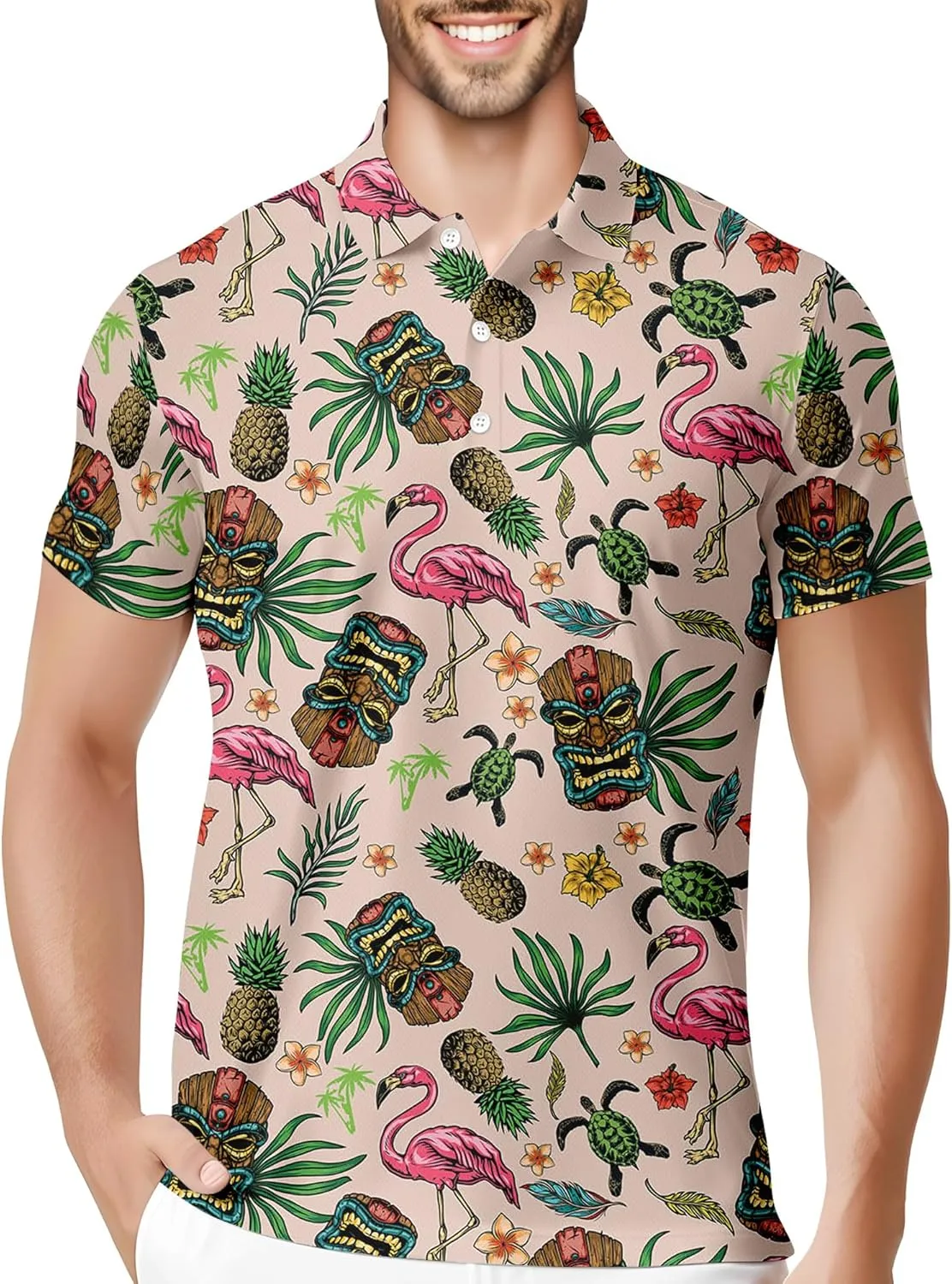 HIVICHI Funny Mens Golf Shirt Graphic Moisture Wicking Performance Golfing Print Athletic Polo Shirts for Men