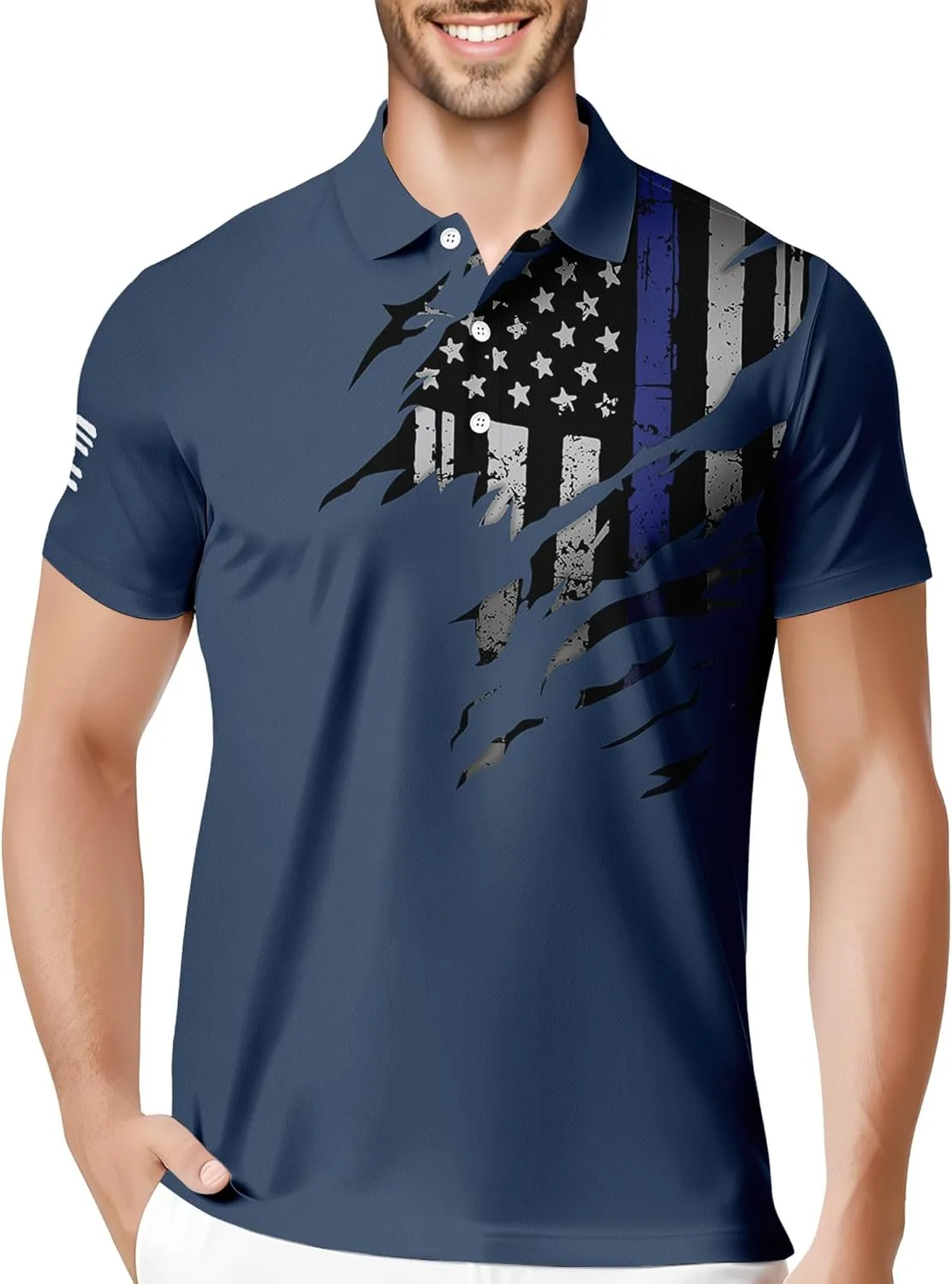 HIVICHI Golf Shirts for Men Funny Crazy Hawaiian Print Mens Polo Shirt