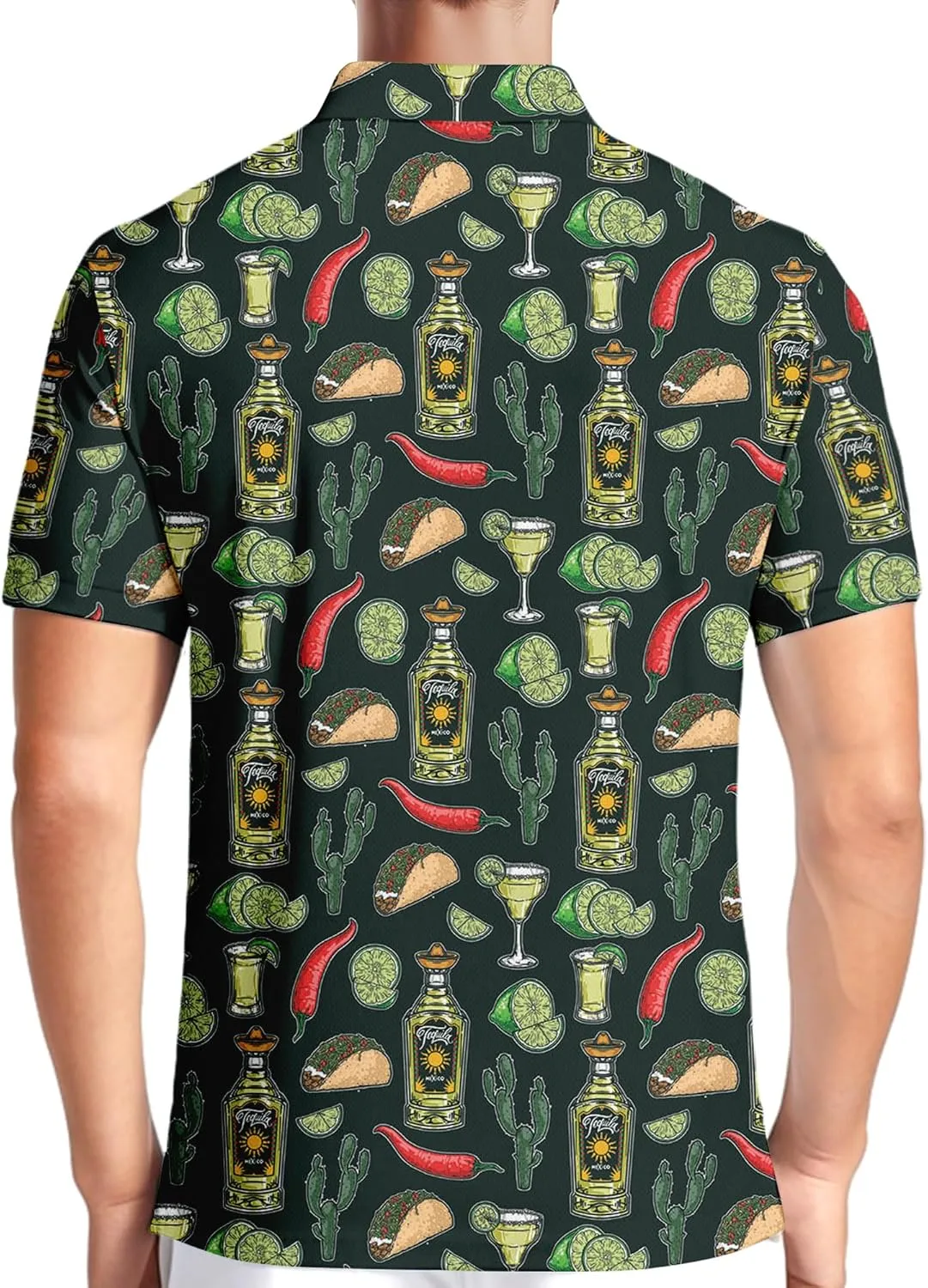 HIVICHI Golf Shirts for Men Funny Hawaiian Crazy Print Mens Polo Shirt