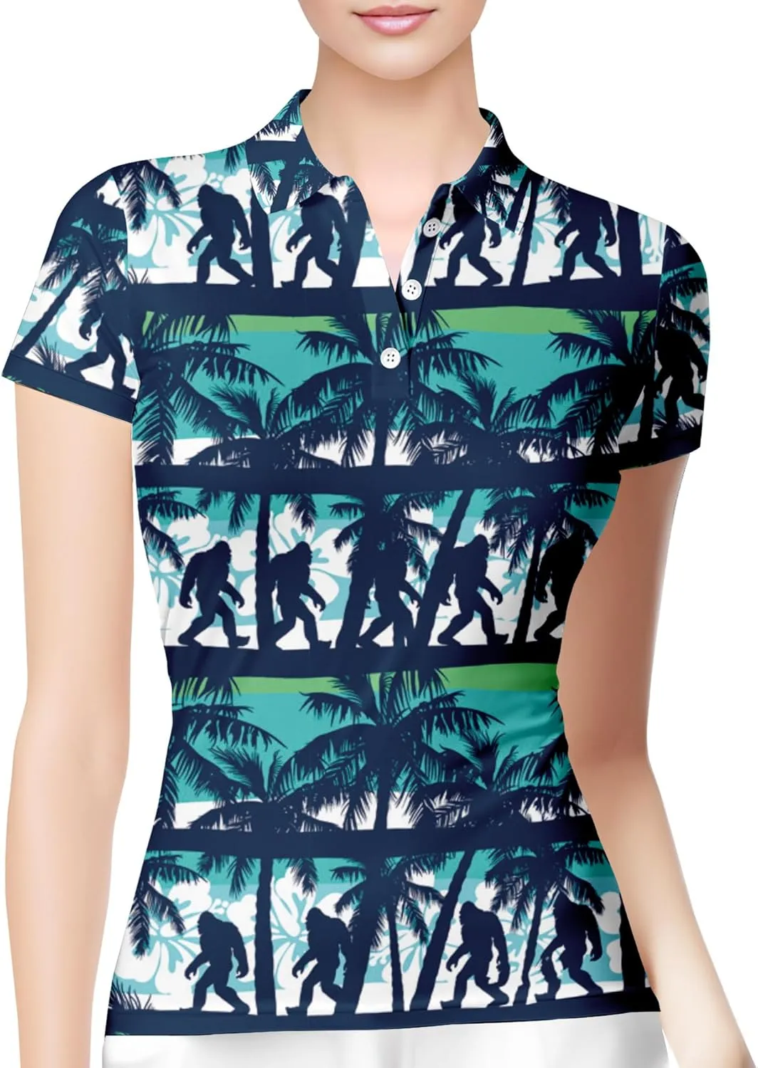 HIVICHI Womens Golf Shirt Hawaiian Funny Crazy Polo Shirts for Women