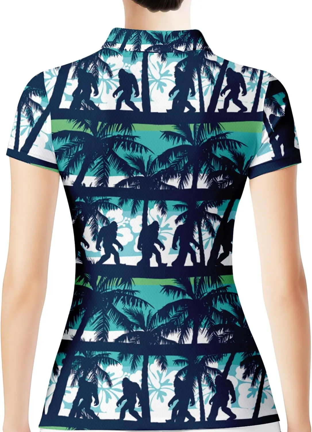 HIVICHI Womens Golf Shirt Hawaiian Funny Crazy Polo Shirts for Women