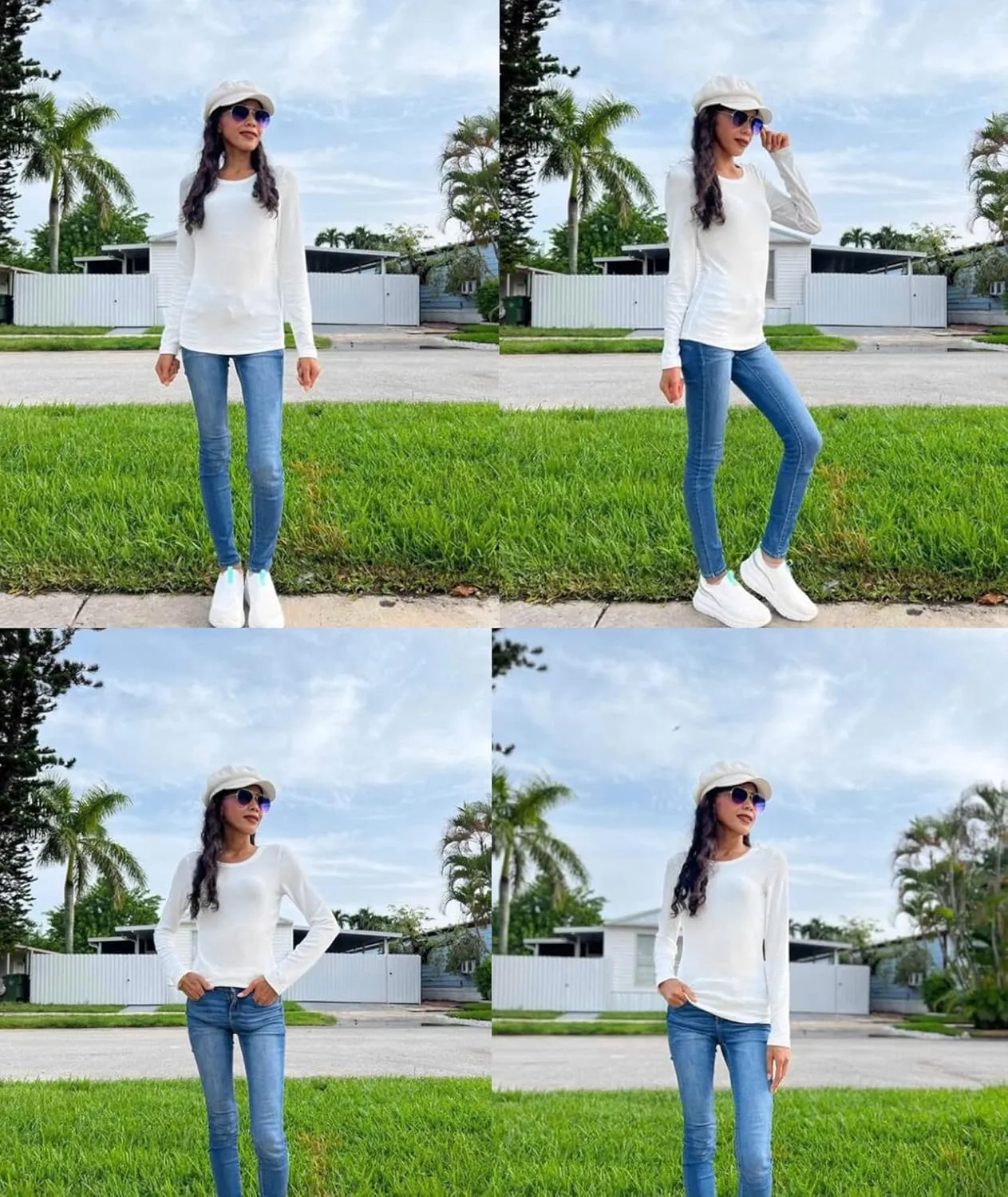 HWOKEFEIYU Womens Fall Long Sleeve Stretch Slim Round Neck Ribbed Basic Shirts