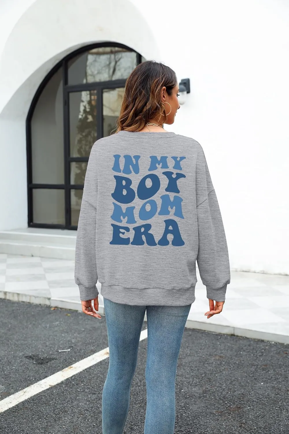 In My Boy Mom Era Sweatshirt Women Funny Mama Crewneck Pullover Mama Life Long Sleeve Gift Tops