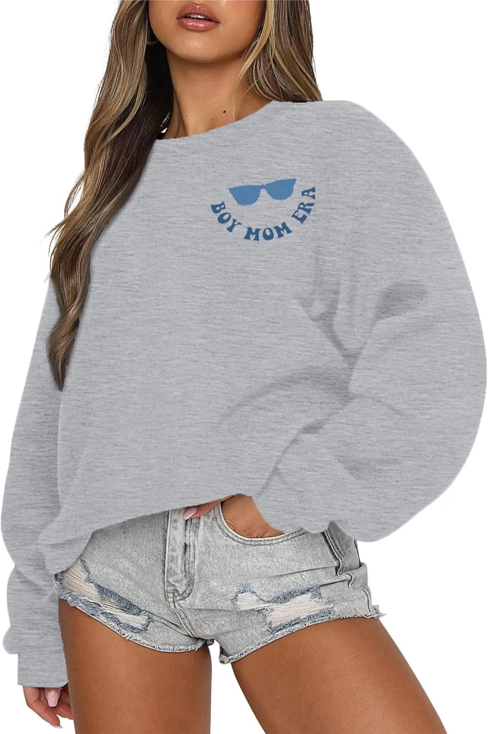 In My Boy Mom Era Sweatshirt Women Funny Mama Crewneck Pullover Mama Life Long Sleeve Gift Tops