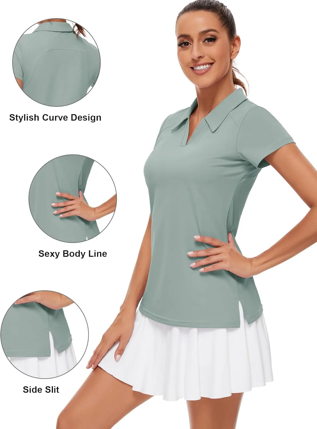 Ivicoer Womens Golf Shirt Polo Short Sleeve,Sleeveless,Long Sleeve Tennis Collared Top Athletic Clothes for Ladies