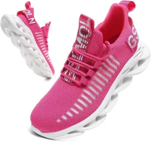 Jakcuz Women's Lace Up Walking Shoes Breathable Ultra Lightweight Sport Casual Ladies Girls Fashion Platform Sneakers