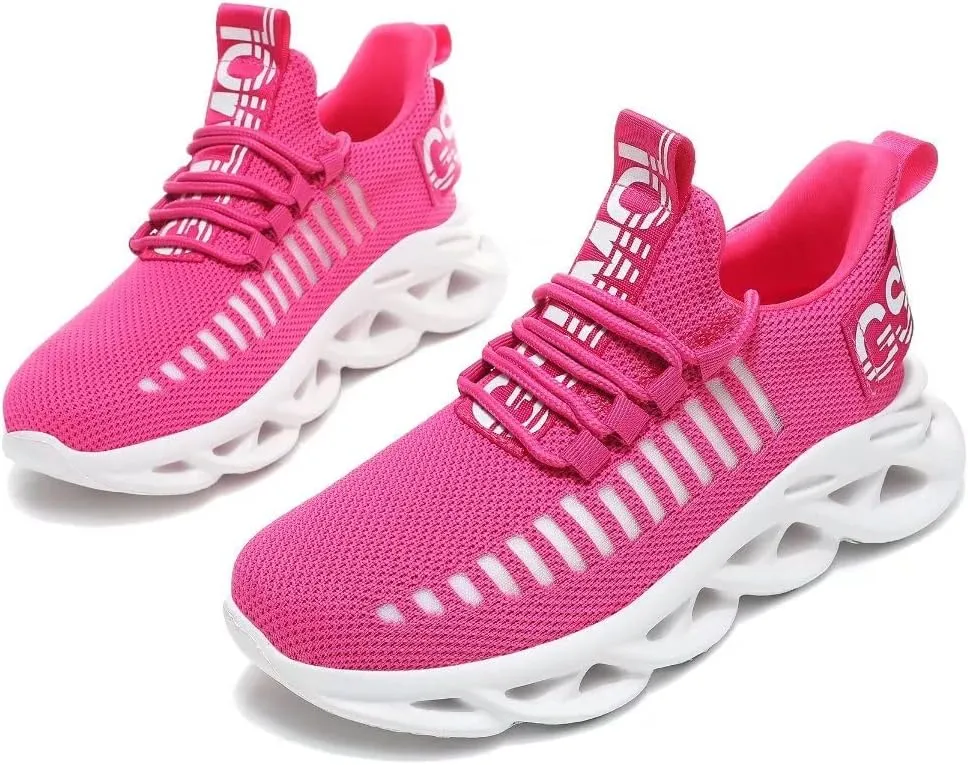 Jakcuz Women's Lace Up Walking Shoes Breathable Ultra Lightweight Sport Casual Ladies Girls Fashion Platform Sneakers