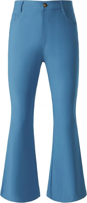JOGAL Mens Bell Bottom Pants 70s Disco Outfits Slim Fit Retro Flared Trousers
