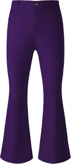 JOGAL Mens Bell Bottom Pants 70s Disco Outfits Slim Fit Retro Flared Trousers