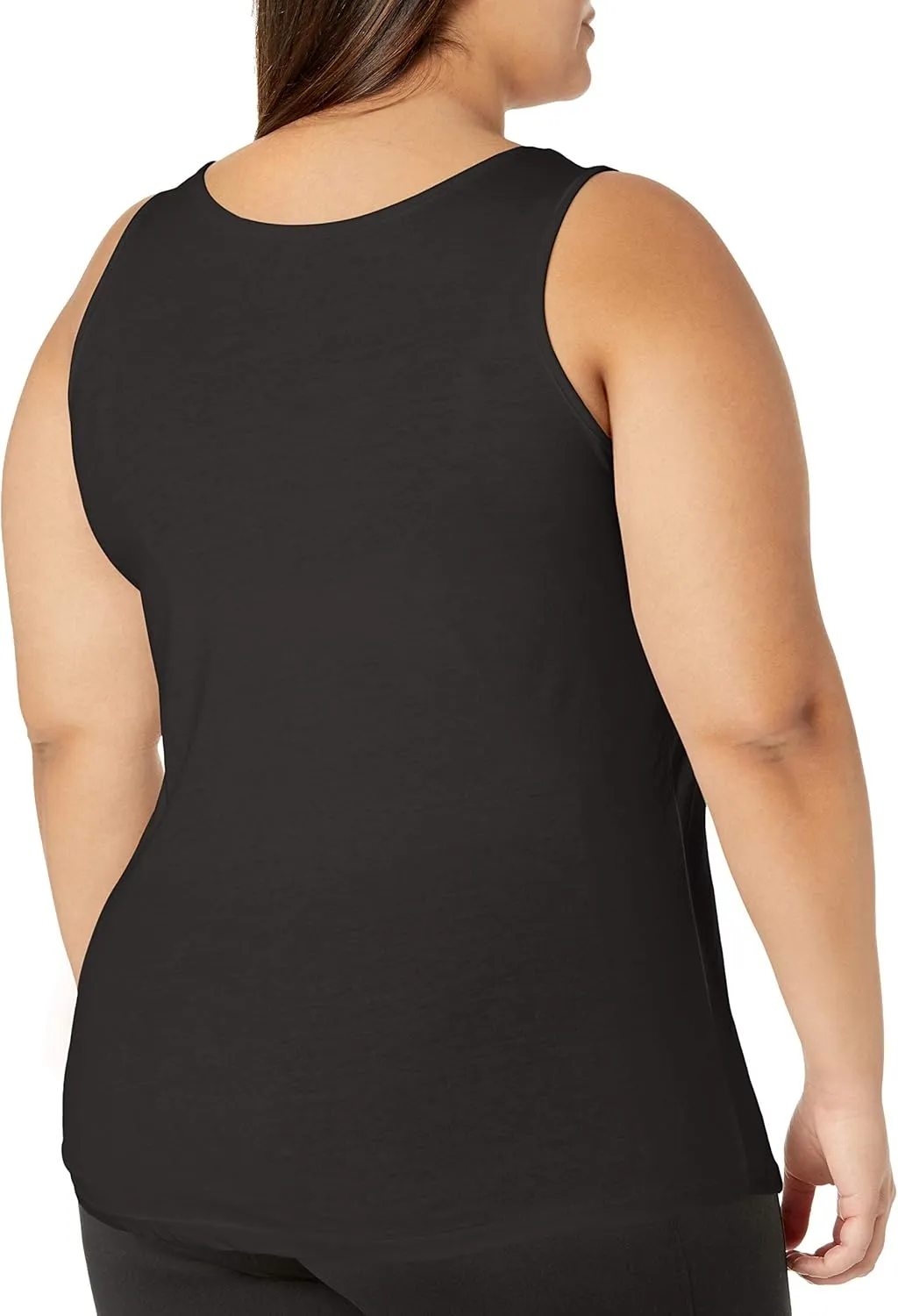 JUST MY SIZE Women's Size Cotton Jersey Shirttail Tank Top, Plus Sleeveless Shirts