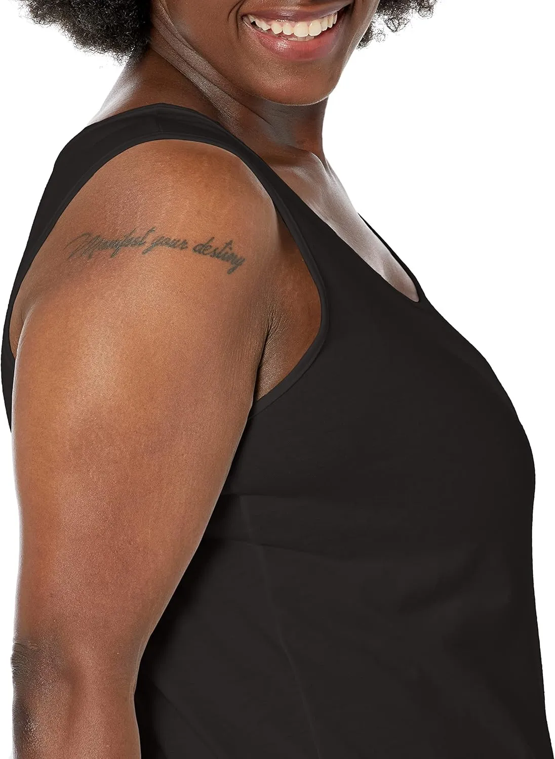 JUST MY SIZE Women's Size Cotton Jersey Shirttail Tank Top, Plus Sleeveless Shirts