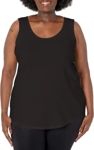 JUST MY SIZE Women's Size Cotton Jersey Shirttail Tank Top, Plus Sleeveless Shirts