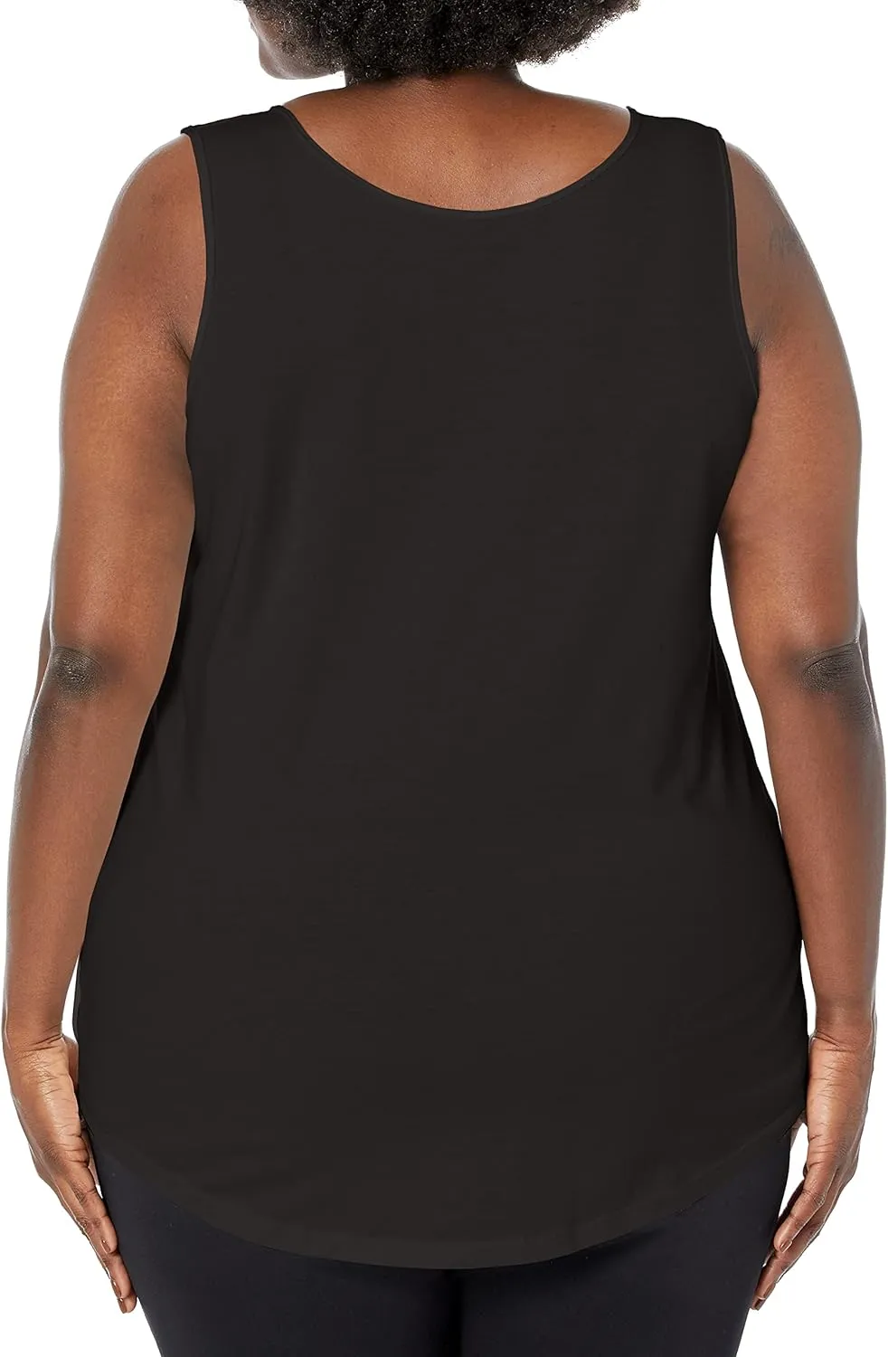 JUST MY SIZE Women's Size Cotton Jersey Shirttail Tank Top, Plus Sleeveless Shirts