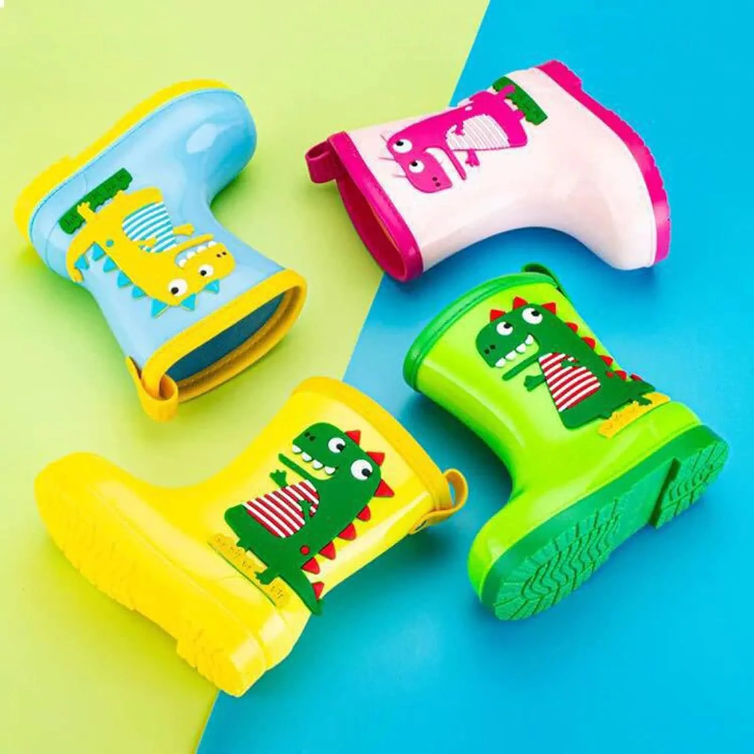 Kids Dinosaur Printed Rain Shoes Outdoor Non Slip Rain Boots Children's Teenage Mud Boots with Non Big Kids Winter Boots